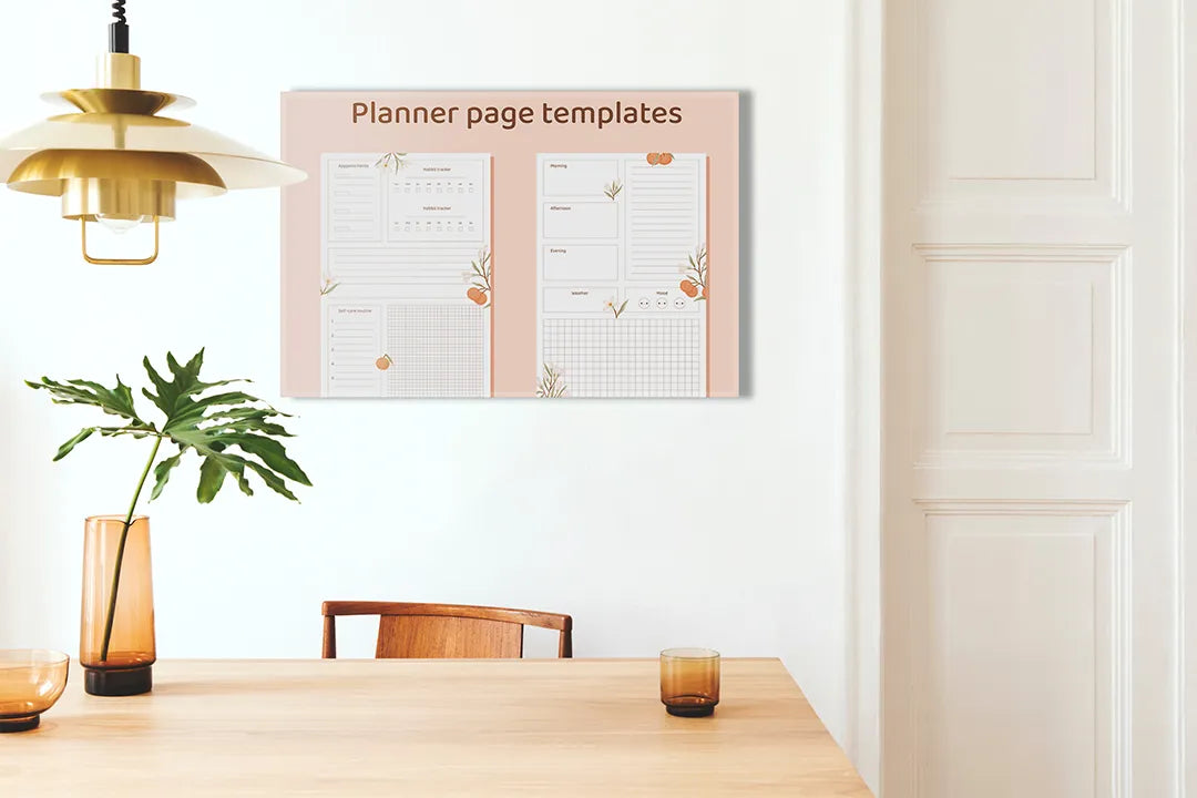 Metalen magneetbord met elegant bloemenontwerp – droog uitwisbaar & magnetisch