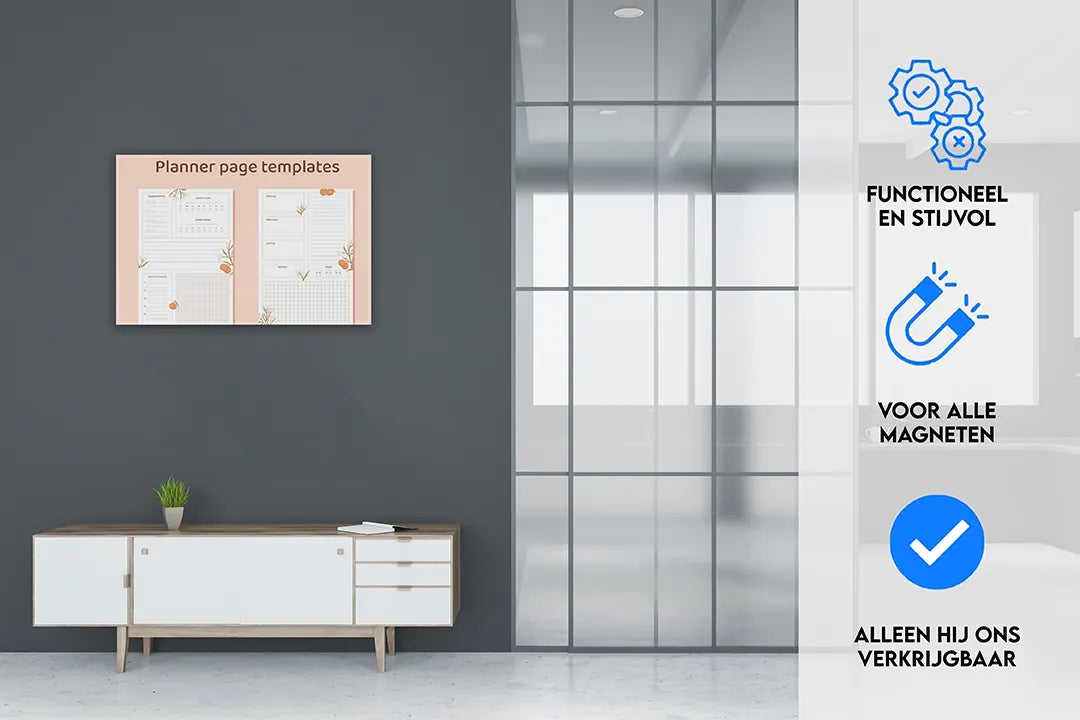 Metalen magneetbord met elegant bloemenontwerp – droog uitwisbaar & magnetisch