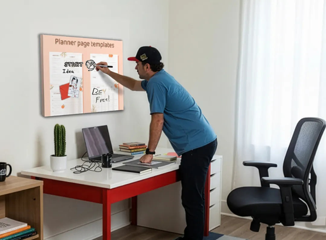 Metalen magneetbord met elegant bloemenontwerp – droog uitwisbaar & magnetisch