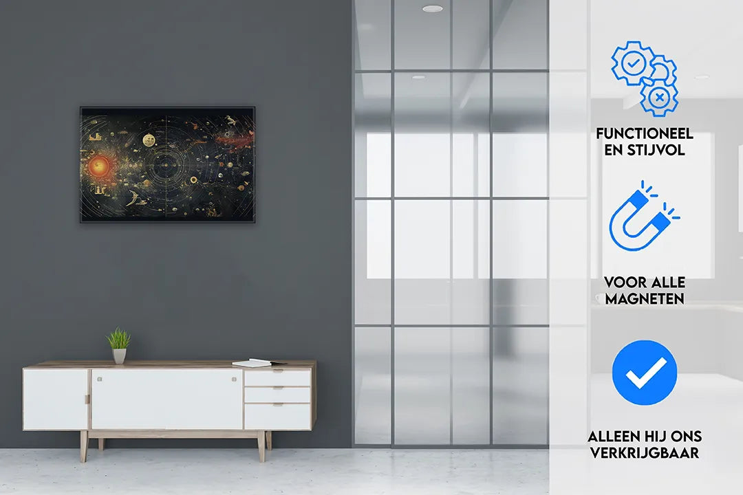 Metalen magneetbord met ruimtekaart ontwerp – droog uitwisbaar & magnetisch