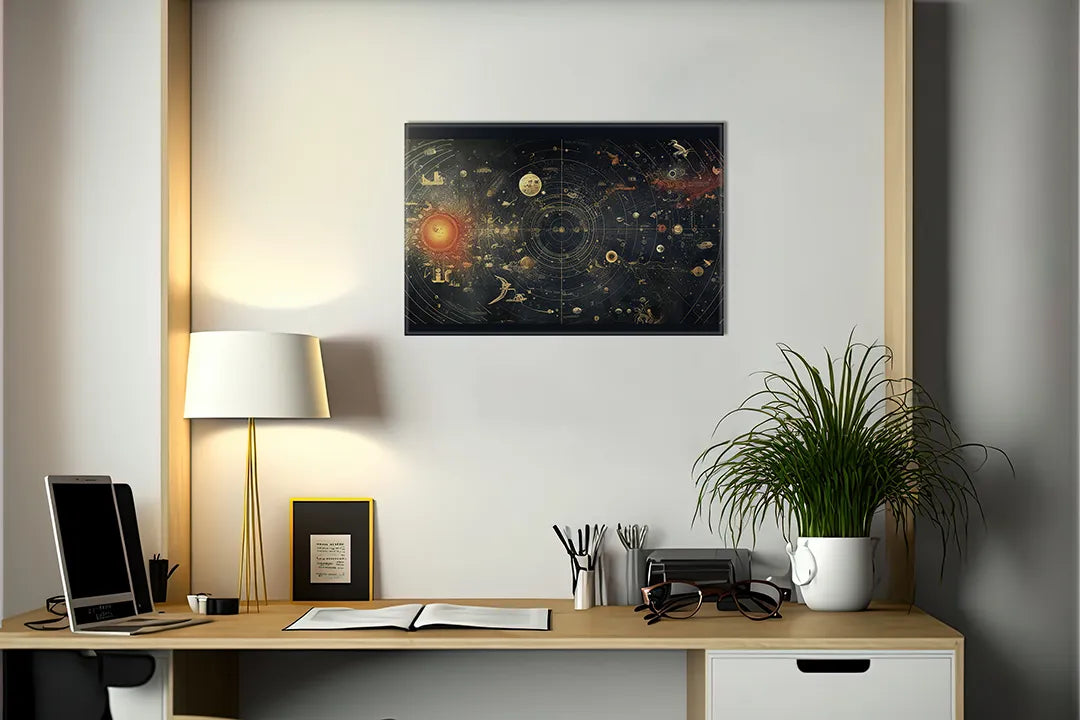 Metalen magneetbord met ruimtekaart ontwerp – droog uitwisbaar & magnetisch