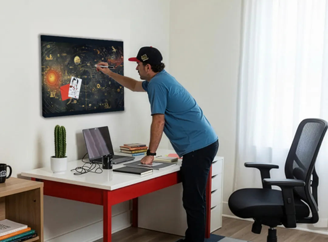 Metalen magneetbord met ruimtekaart ontwerp – droog uitwisbaar & magnetisch