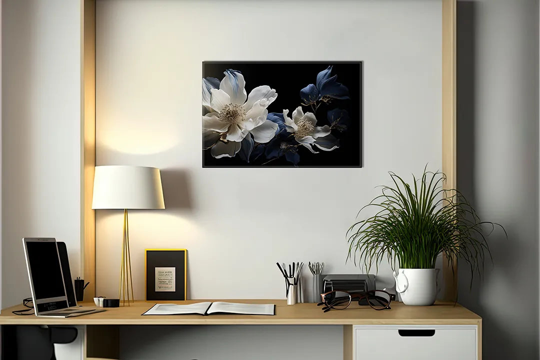 Elegant metalen magneetbord met bloemen – droog uitwisbaar & magnetisch