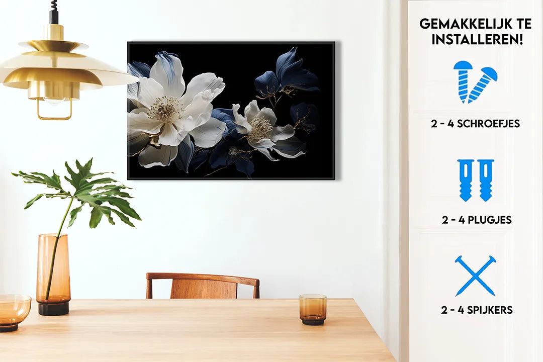 Elegant metalen magneetbord met bloemen – droog uitwisbaar & magnetisch