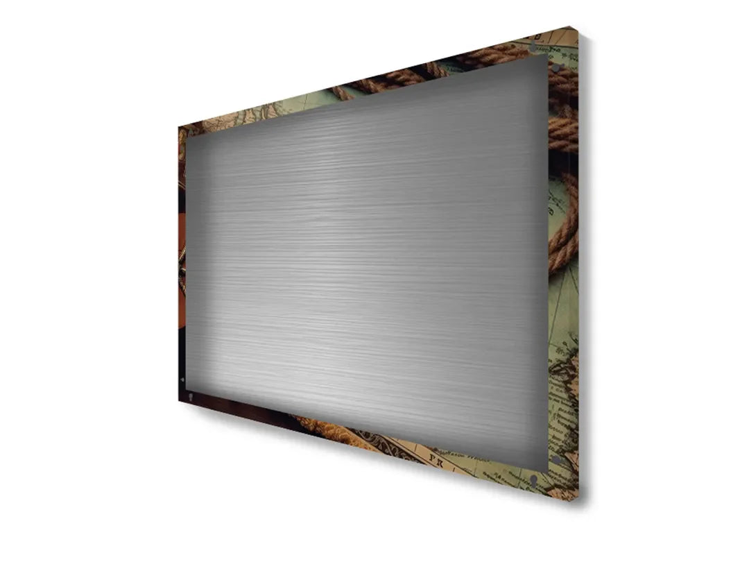 Metalen magneetbord met vintage wereldkaart en zeebehoren – droog uitwisbaar & magnetisch