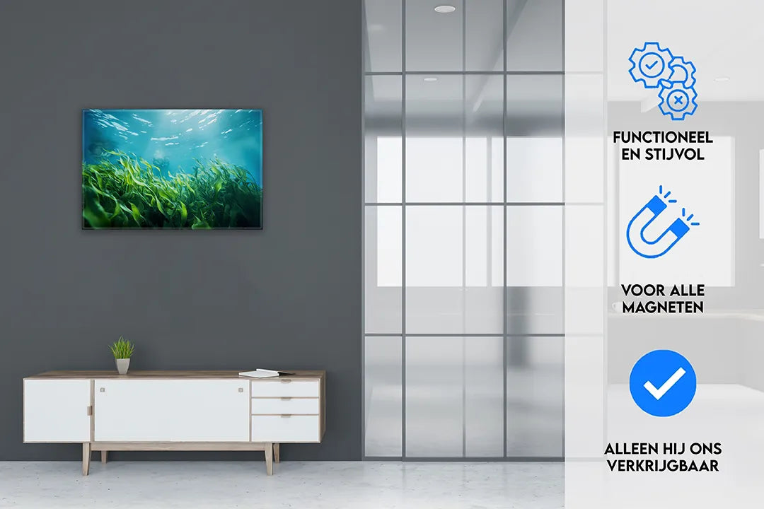 Metalen magneetbord met onderwaterplanten – droog uitwisbaar & magnetisch