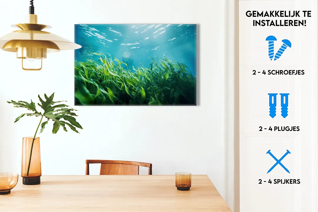 Metalen magneetbord met onderwaterplanten – droog uitwisbaar & magnetisch