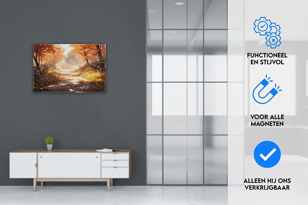 Metalen magneetbord met herfstlandschap – droog uitwisbaar & magnetisch