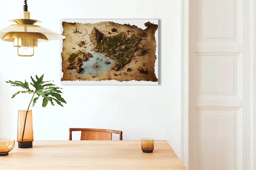 Metalen magneetbord met een oude schatkaart – droog uitwisbaar & magnetisch