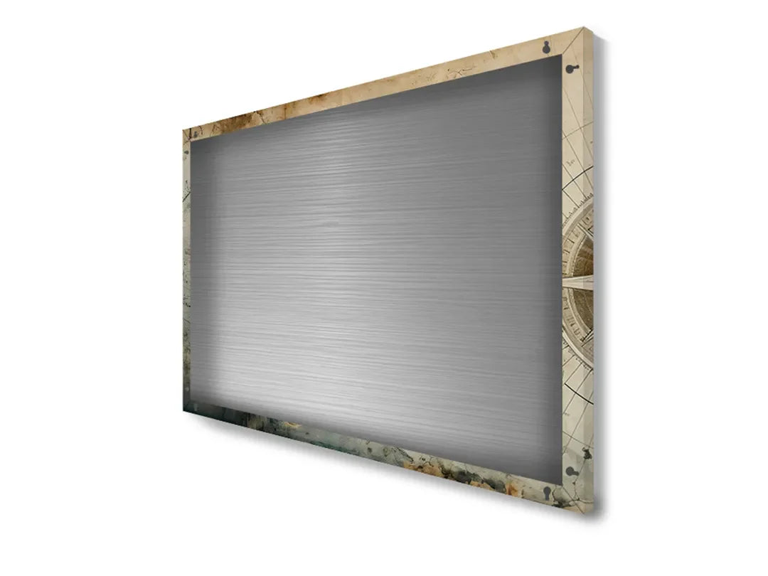 Vintage Aluminium Magneetbord met Wereldkaart – droog uitwisbaar & magnetisch