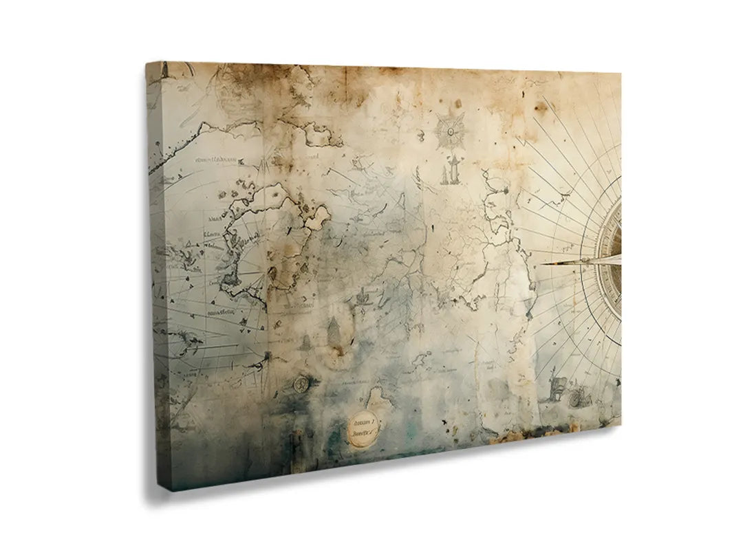 Metalen bord met een vintage wereldkaart als decoratief en functioneel magneetbord.