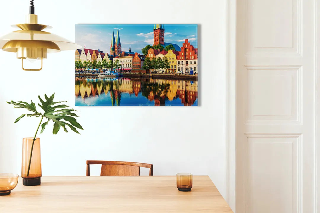 Kleurrijk Metalen Magneetbord van Historische Stad - droog uitwisbaar & magnetisch