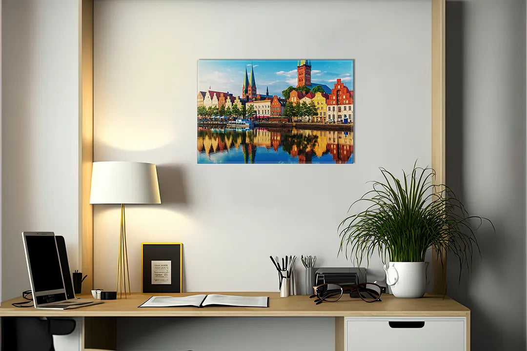 Kleurrijk Metalen Magneetbord van Historische Stad - droog uitwisbaar & magnetisch