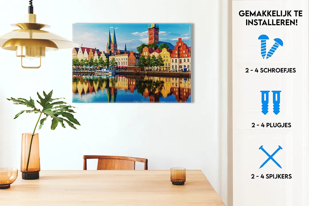 Kleurrijk Metalen Magneetbord van Historische Stad - droog uitwisbaar & magnetisch