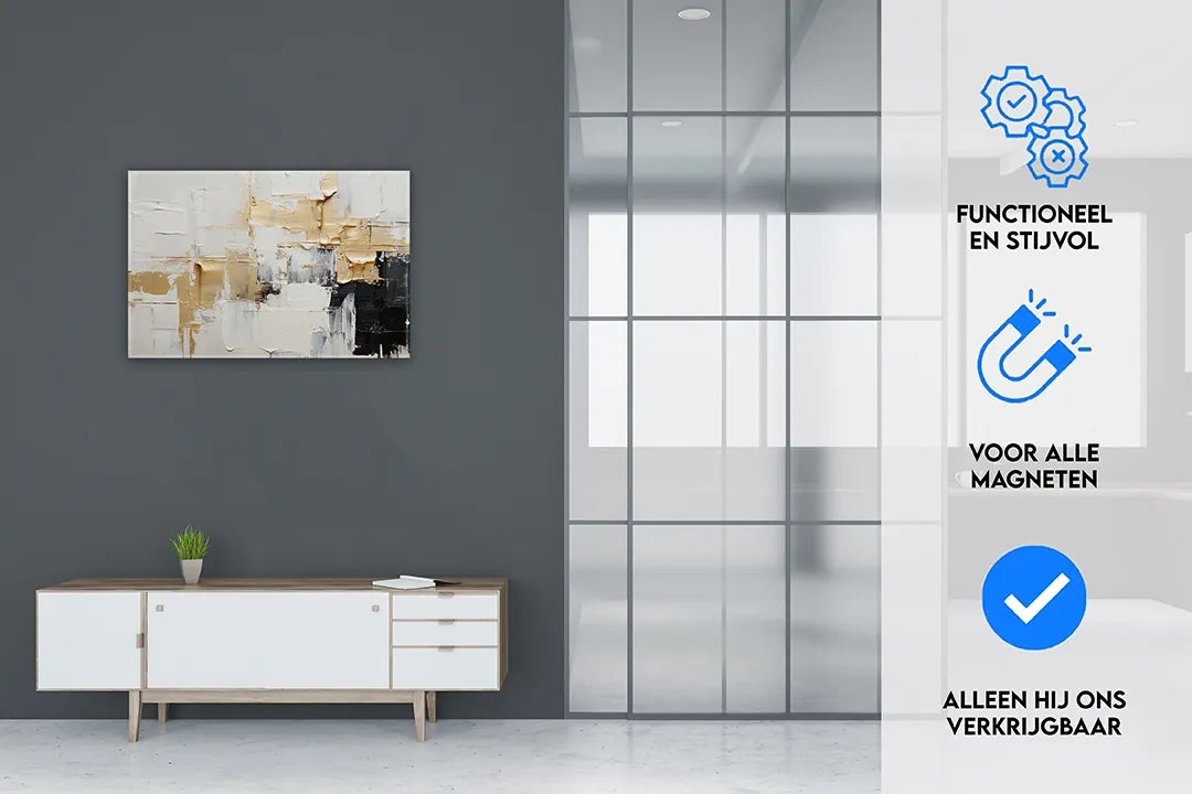 Stijlvol aluminium magneetbord met gouden accenten – droog uitwisbaar & magnetisch