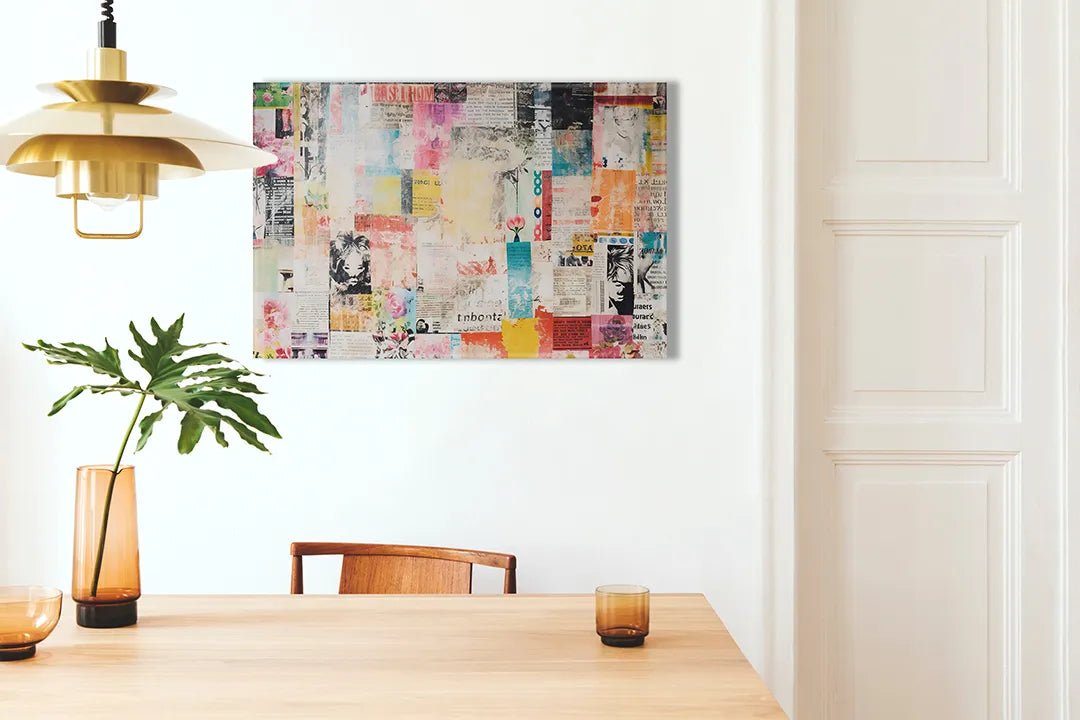 Kleurrijk metalen magneetbord met vintage print – droog uitwisbaar & magnetisch