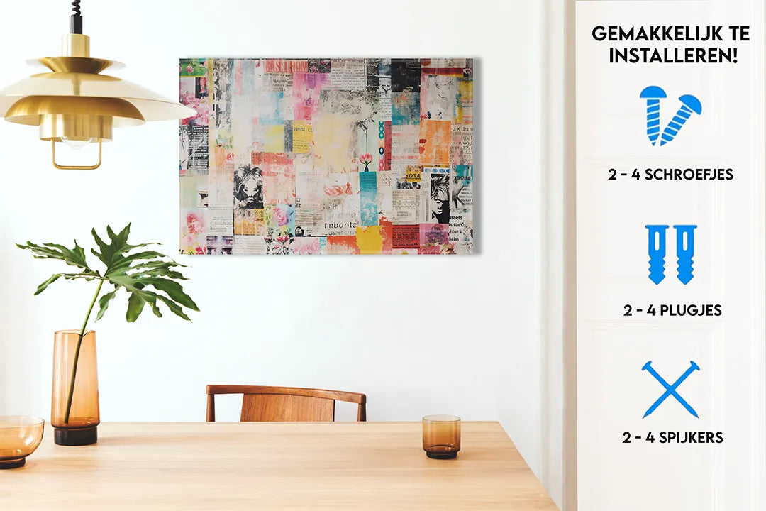 Kleurrijk metalen magneetbord met vintage print – droog uitwisbaar & magnetisch