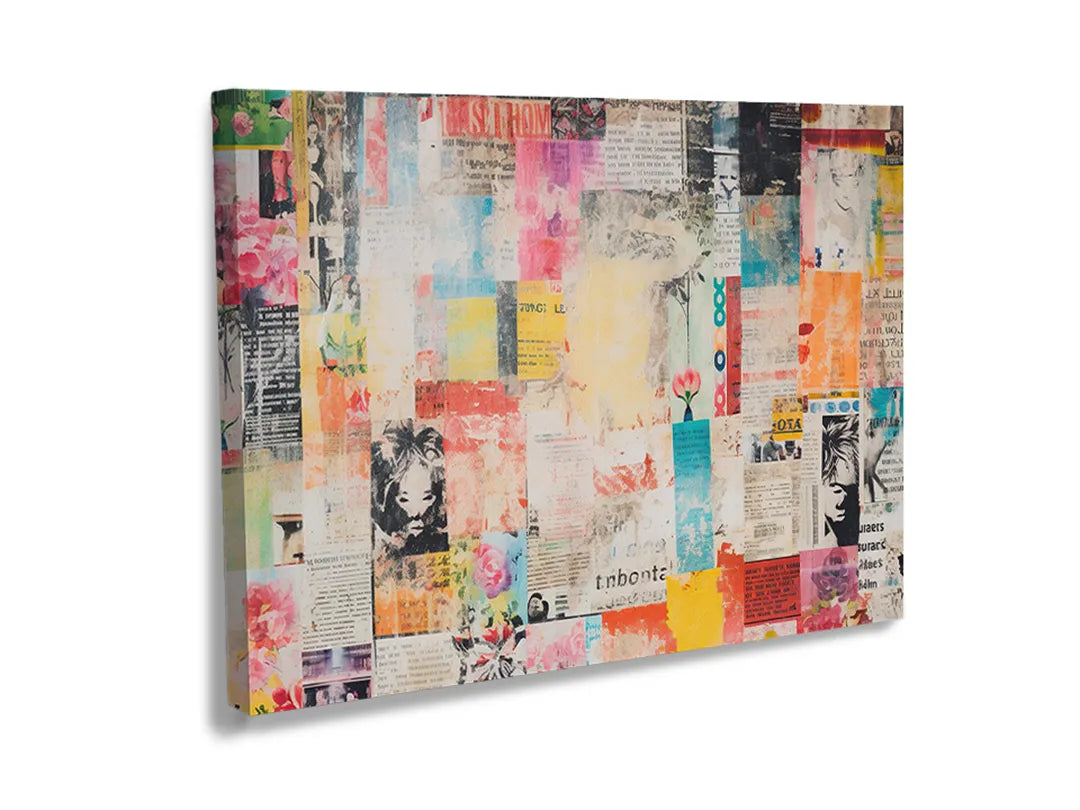 Kleurrijk metalen magneetbord met vintage prints en bloemen