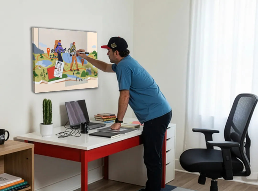 Metalen magneetbord met wandelmotiv, perfect voor thuis - droog uitwisbaar & magnetisch