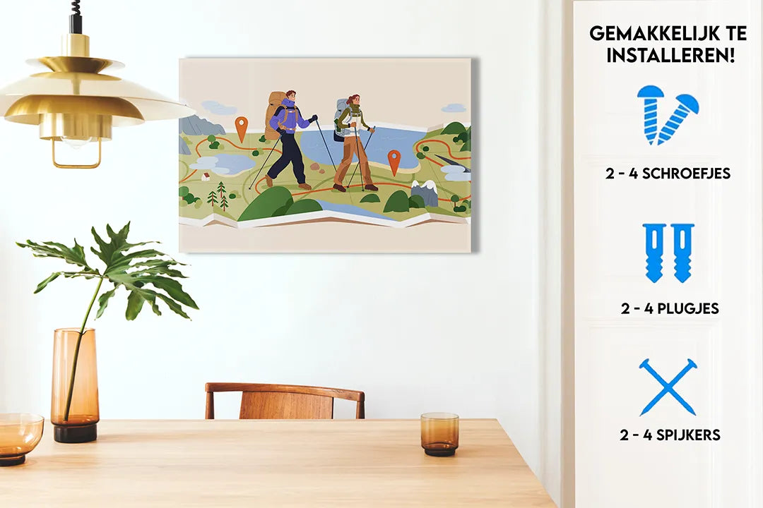 Metalen magneetbord met wandelmotiv, perfect voor thuis - droog uitwisbaar & magnetisch