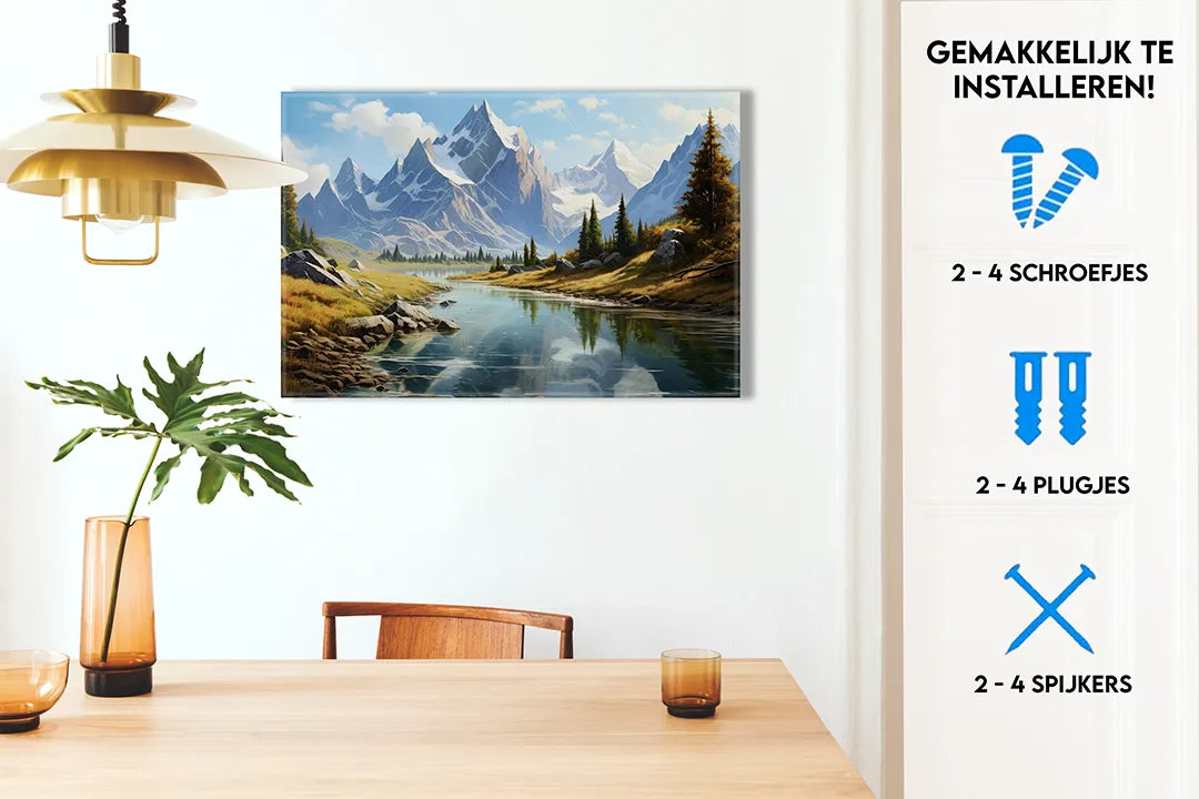 Metalen magneetbord met adembenemende berglandschap - droog uitwisbaar & magnetisch