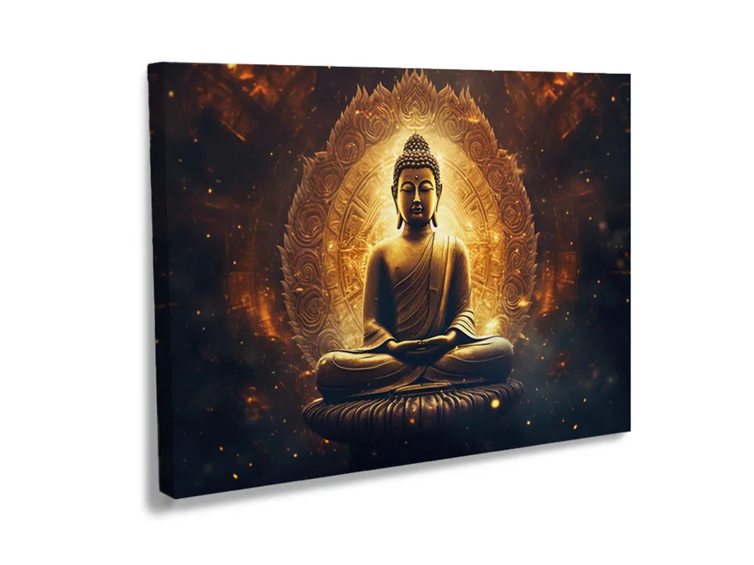 Metalen bord met een afbeelding van Boeddha voor decoratie en memobord gebruik.