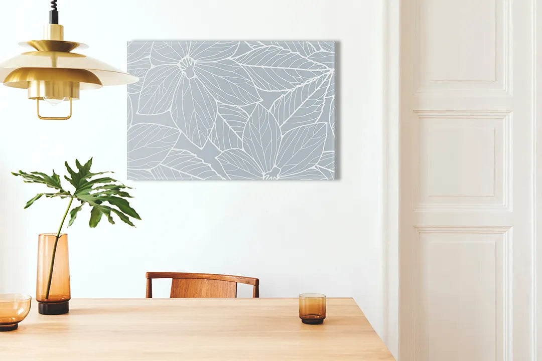 Stijlvol metalen magneetbord met bladeren in zachte tint - droog uitwisbaar & magnetisch