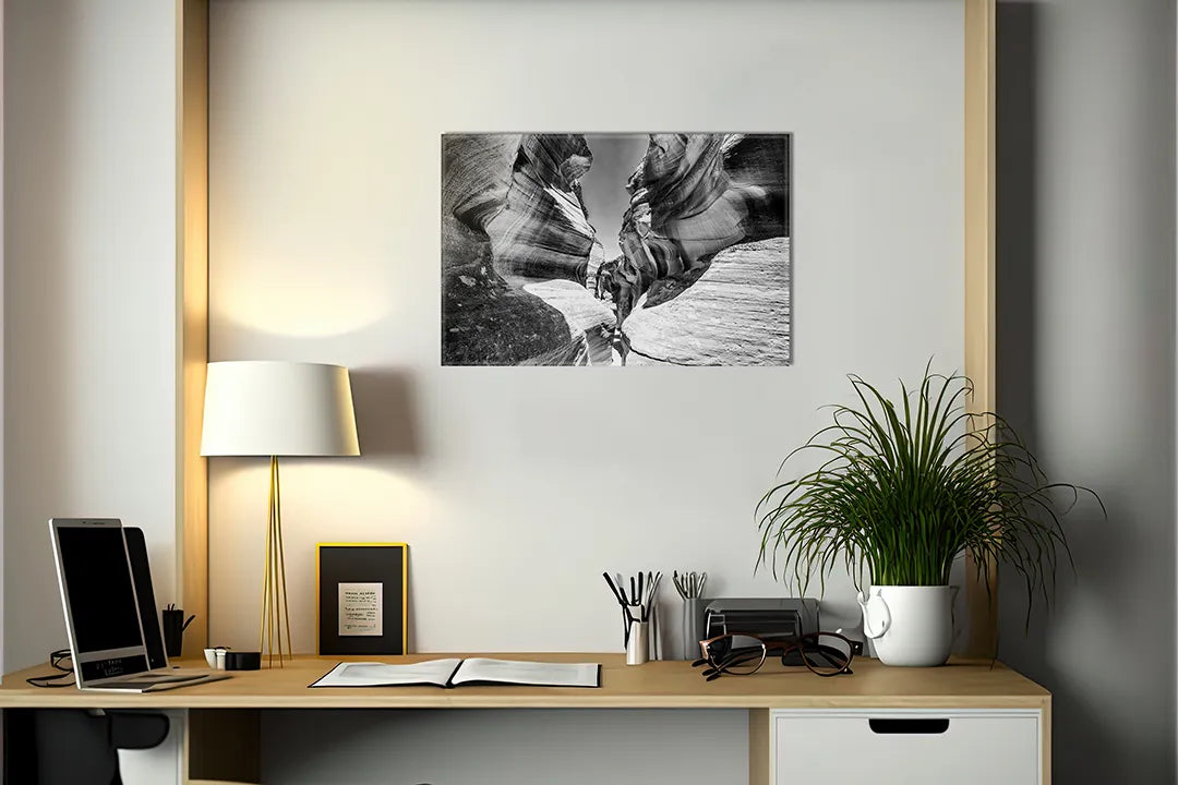 Metalen magneetbord met abstracte zwarte canyon afbeelding – droog uitwisbaar & magnetisch