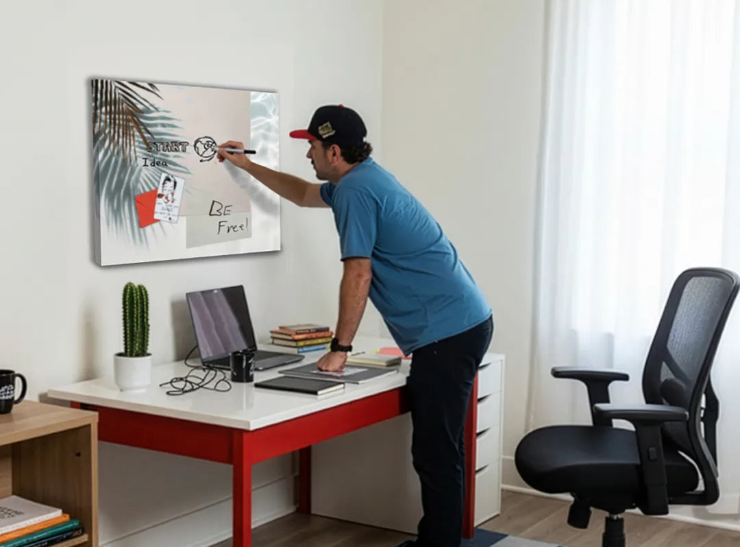 Metalen magneetbord met palmblad ontwerp - droog uitwisbaar & magnetisch