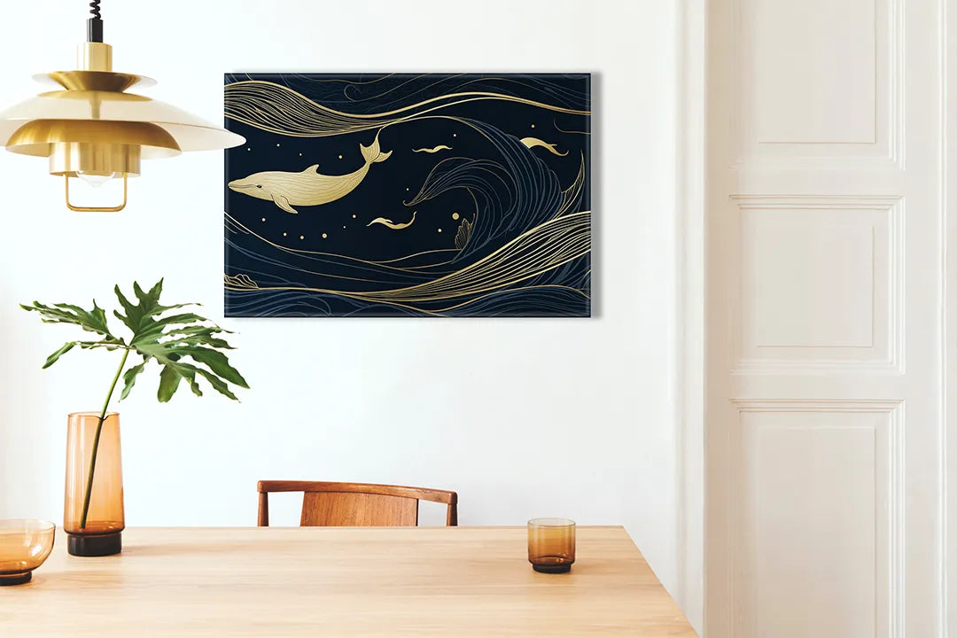 Metalen Magneetbord met Walvis en Golf Ontwerp – droog uitwisbaar & magnetisch