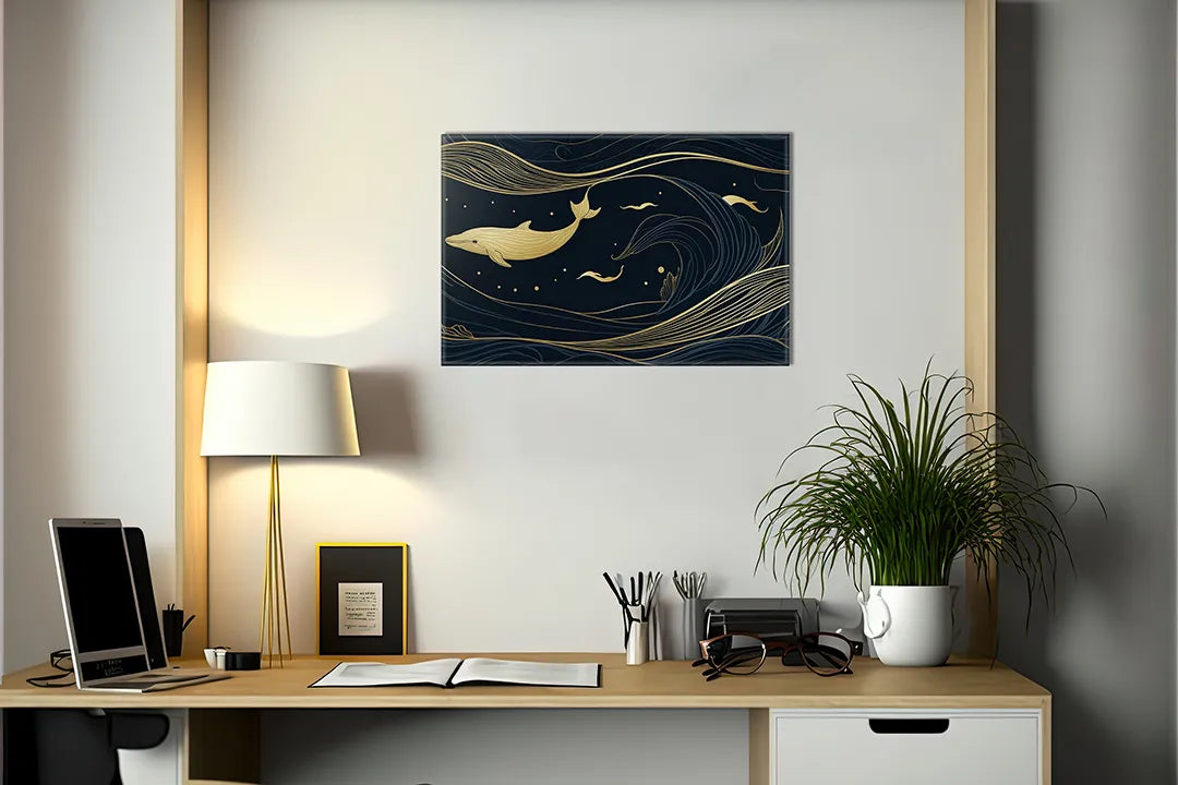 Metalen Magneetbord met Walvis en Golf Ontwerp – droog uitwisbaar & magnetisch