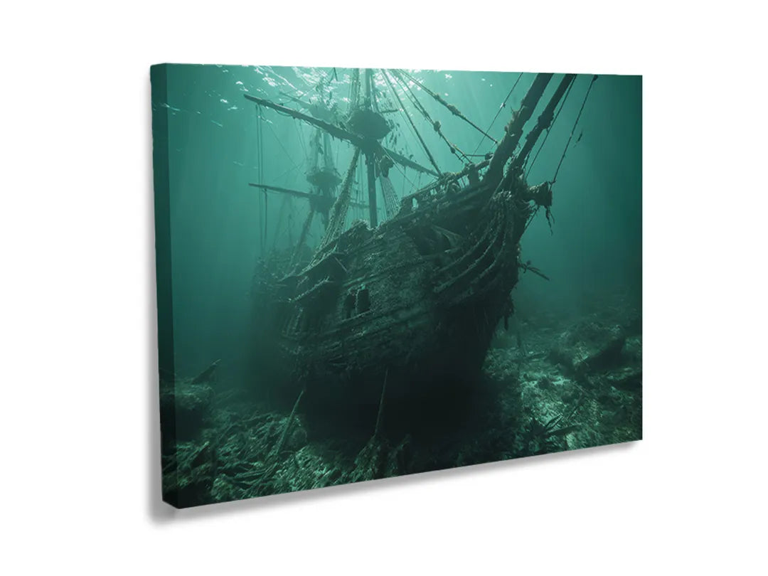 Metalen magneetbord met afbeelding van een onderwater schip