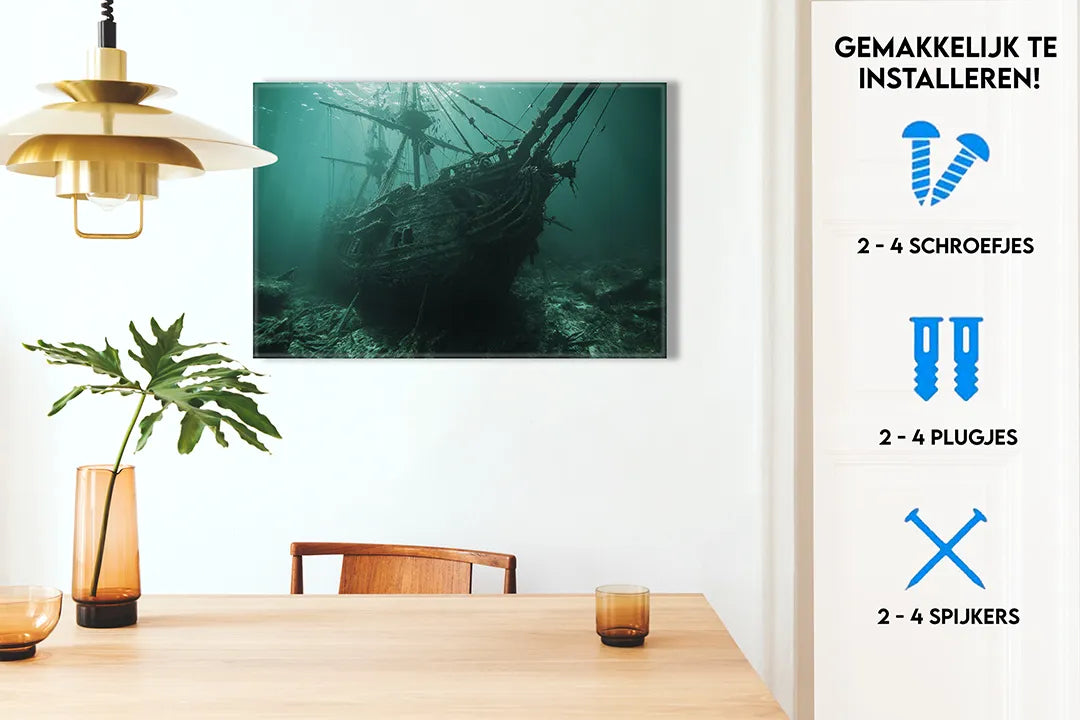 Metalen magneetbord met een mysterieuze zeeschip afbeelding – droog uitwisbaar & magnetisch