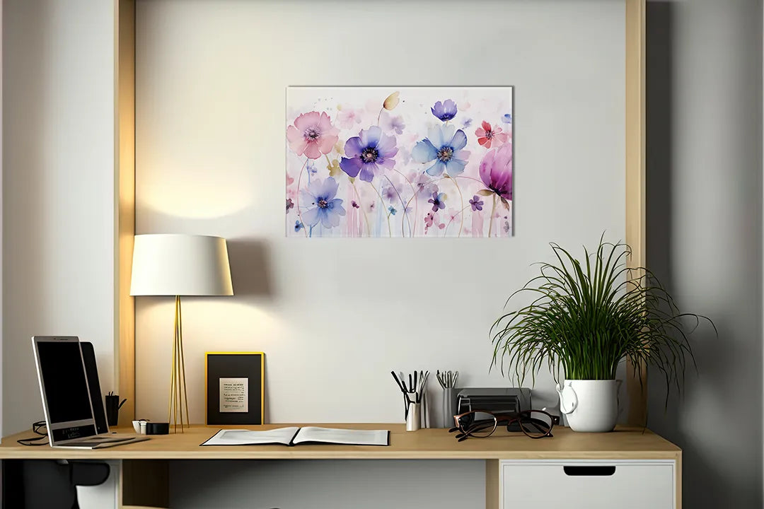 Metalen magneetbord met kleurrijke bloemen - droog uitwisbaar & magnetisch