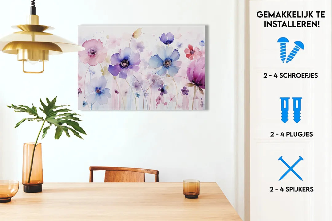 Metalen magneetbord met kleurrijke bloemen - droog uitwisbaar & magnetisch