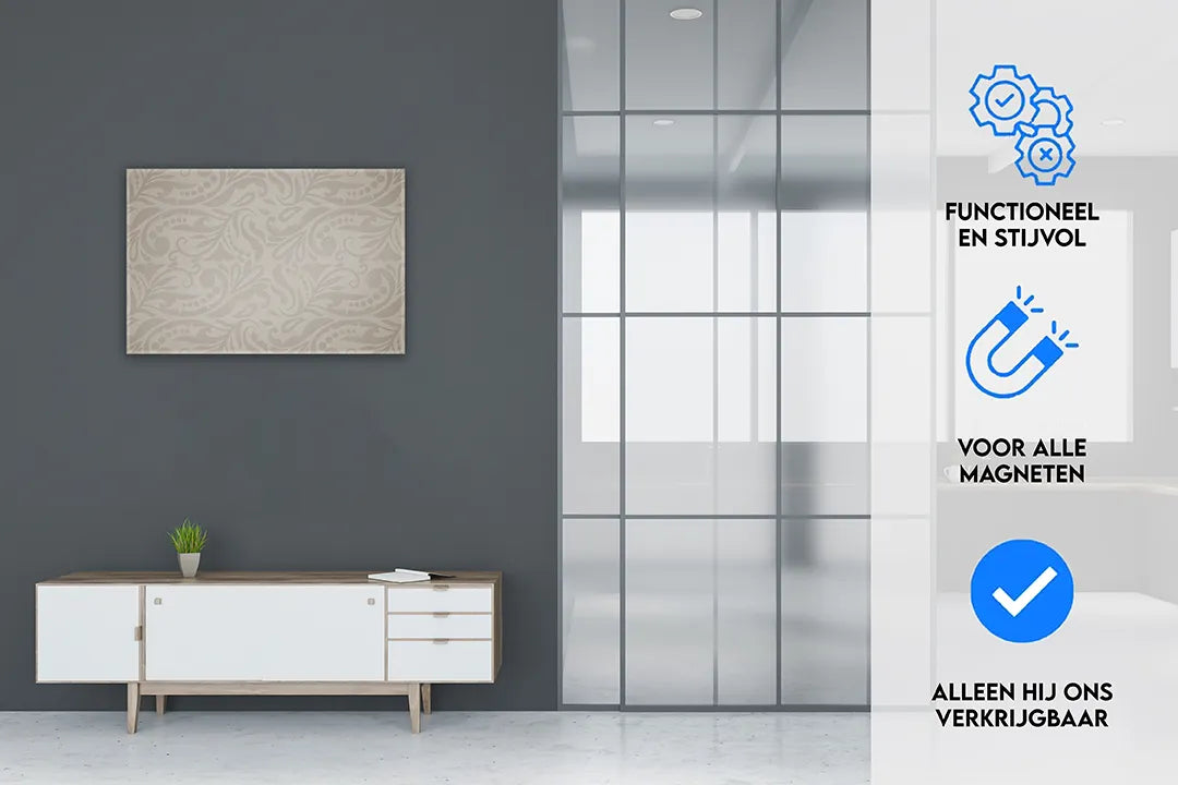 Elegant metalen magneetbord in zachte neutrale tinten – droog uitwisbaar & magnetisch