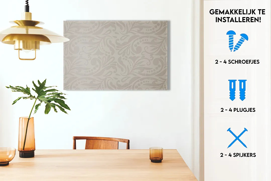 Elegant metalen magneetbord in zachte neutrale tinten – droog uitwisbaar & magnetisch