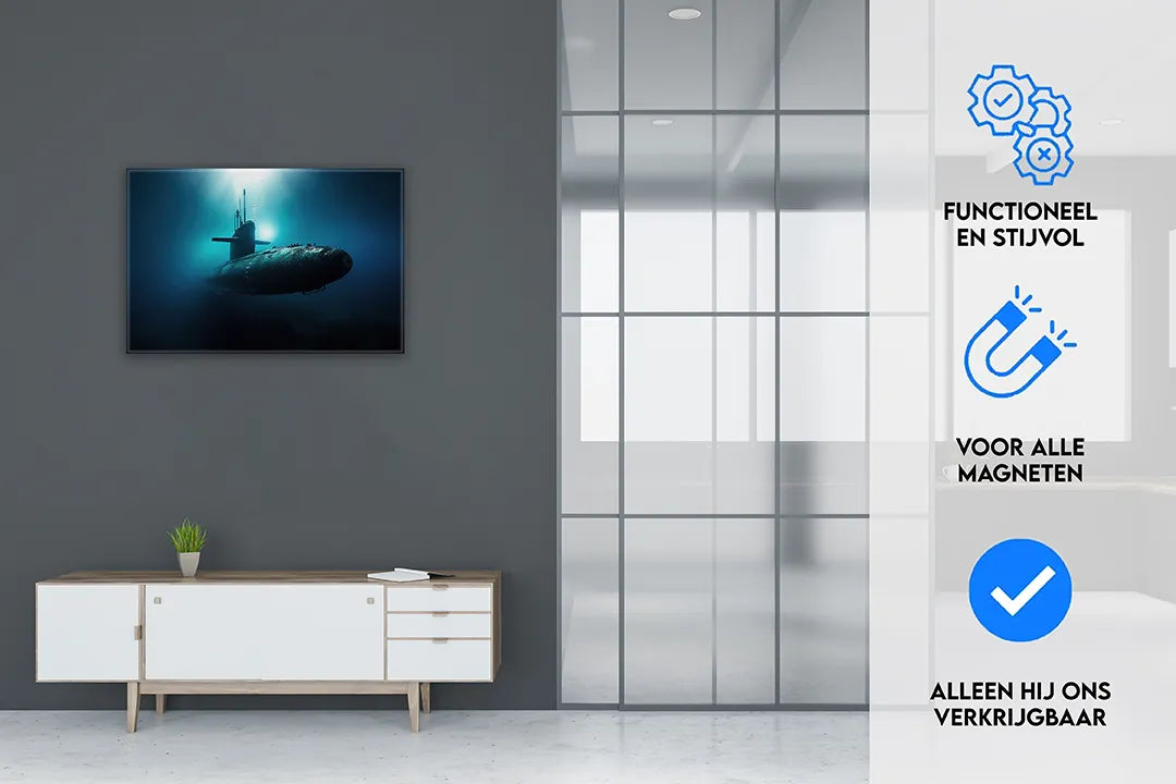 Metalen magneetbord onderzeeboot in diepzee – droog uitwisbaar & magnetisch