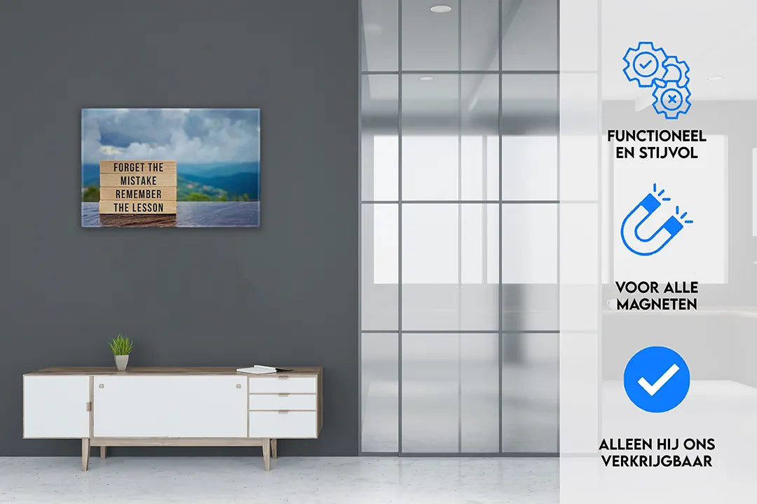 Metalen magneetbord ‘You Will Never Win If You Never Begin’ – motivatie quote