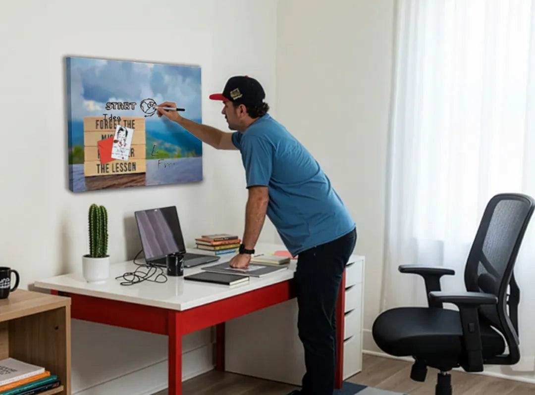 Metalen magneetbord ‘You Will Never Win If You Never Begin’ – motivatie quote