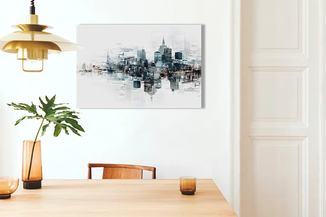 Stedelijk Metalen Magneetbord – Moderne Skyline – droog uitwisbaar & magnetisch