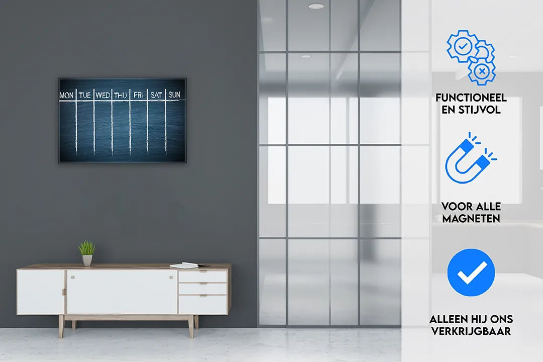 Metalen magneetbord met weekplanning in stijlvol design - droog uitwisbaar & magnetisch