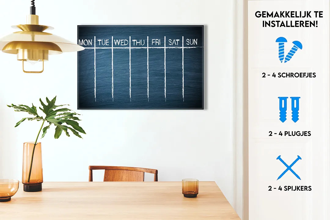 Metalen magneetbord met weekplanning in stijlvol design - droog uitwisbaar & magnetisch