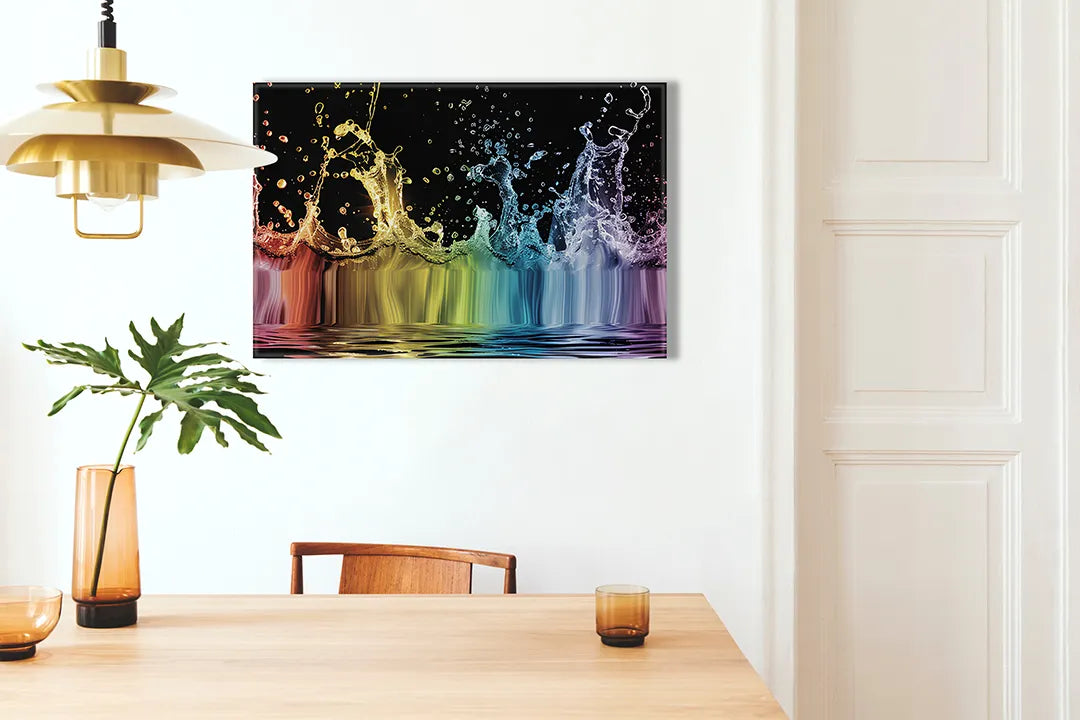 Kleurrijk metalen magneetbord met waterdruppels – droog uitwisbaar & magnetisch