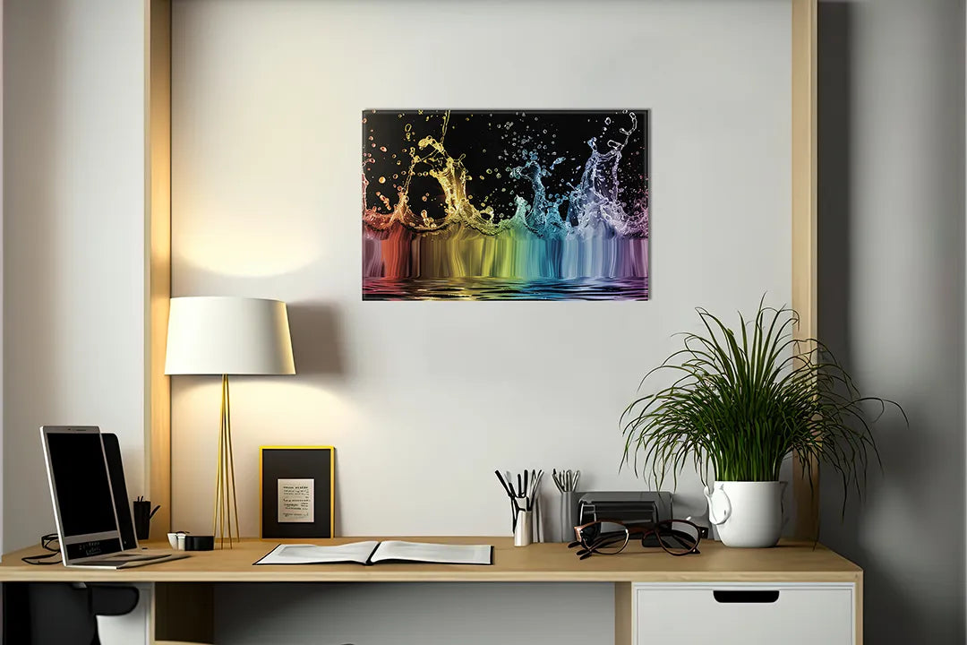 Kleurrijk metalen magneetbord met waterdruppels – droog uitwisbaar & magnetisch