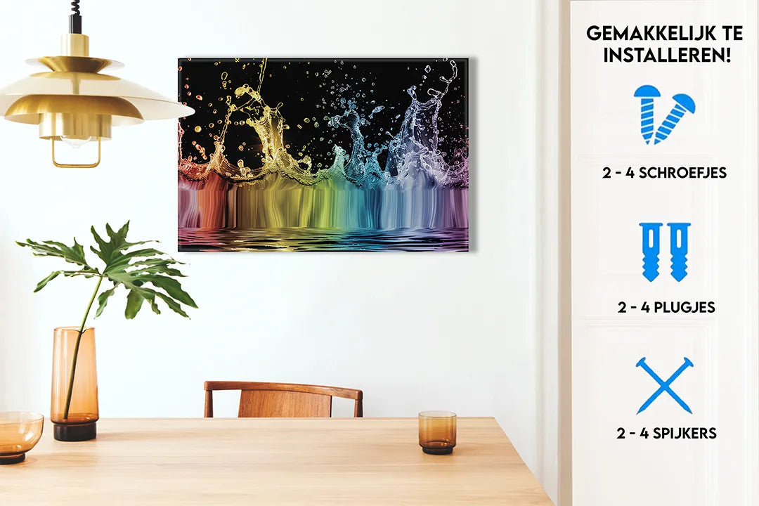 Kleurrijk metalen magneetbord met waterdruppels – droog uitwisbaar & magnetisch