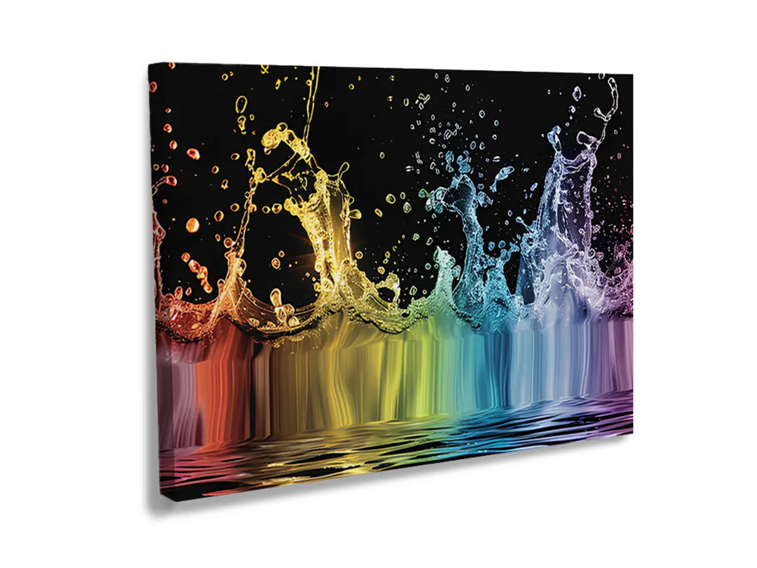 Metalen magneetbord met levendige waterdruppels op een zwarte achtergrond.