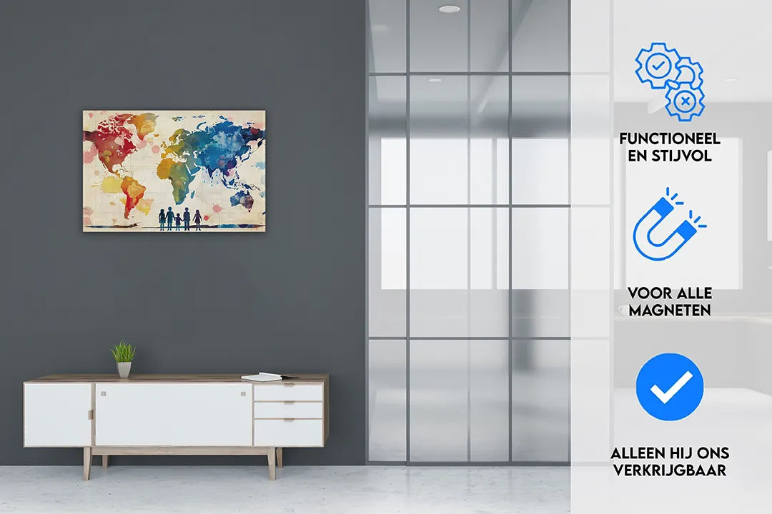 Metalen magneetbord Europa landenkaart – moderne wanddecoratie