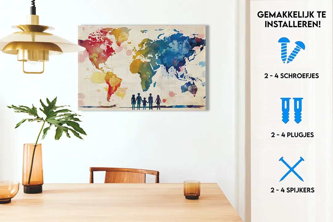 Metalen magneetbord Europa landenkaart – moderne wanddecoratie