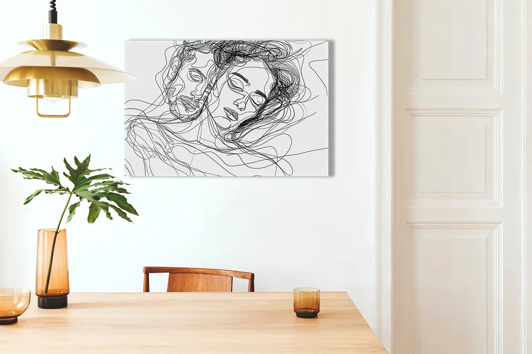 Mooi metalen magneetbord met lijntekening – droog uitwisbaar & magnetisch